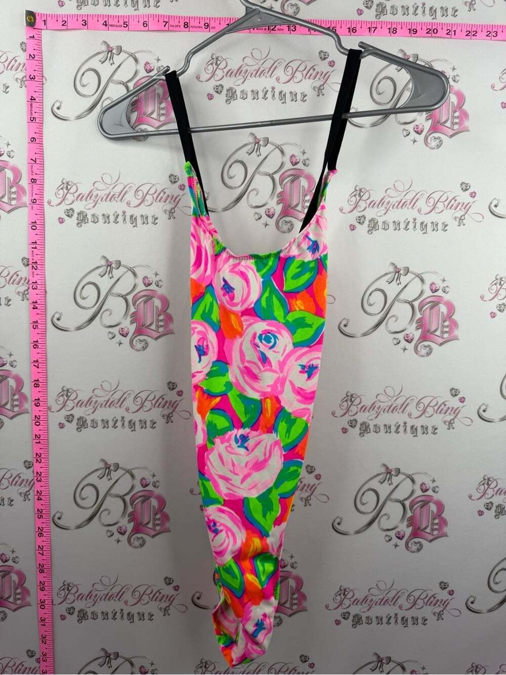 St. Tropez vintage one piece swim Neon Floral Bikini - Pink, Green & Orange